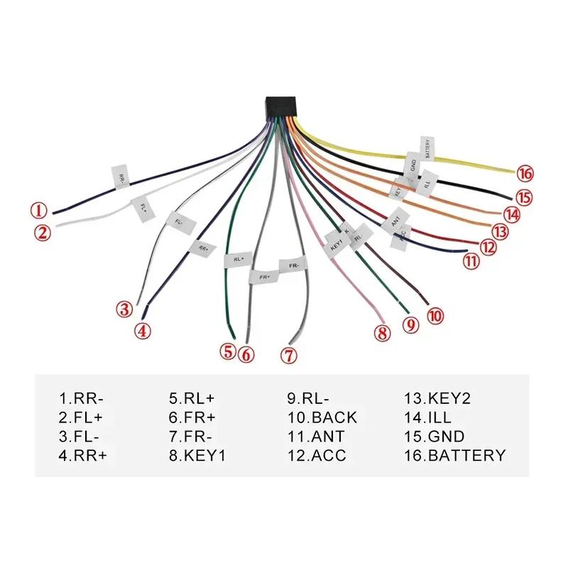 16 Pin ISO / Universal Adapter for VW Ford Honda Car Stereo Multimedia Player Connector Wire Plug Kit Audio Wiring Harness Cable