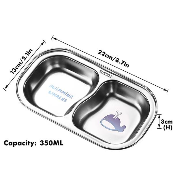 304 Stainless Steel Serving Plates, Food Portion Plates with Compartments, Dining Tray for Kids Adults