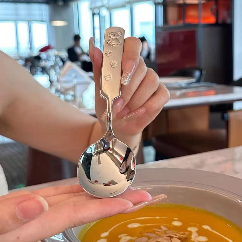 1/3 Stück Cartoon Edelstahl Löffel Koala Muster Kinder Reis Löffel Suppenlöffel Eis Löffel Teelöffel Dessertlöffel