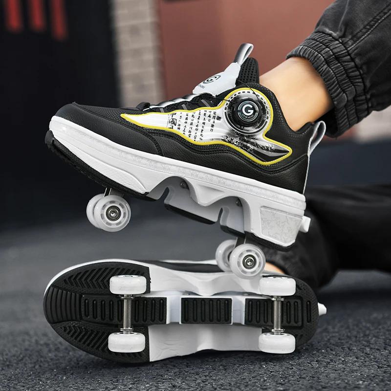 

Outdoor Children s 4 Wheel Roller Skates Shoes For Boys Girls Fashion Automatic Sneakers With Wheels Unisex Skating Sports Shoes EUR-34