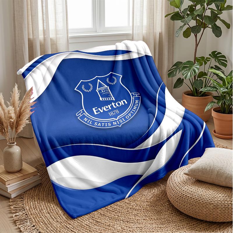 Everton Football Print Flannel Blanket, Soft Warm Lightweight Throw Blanket for Sofa Bed Camping