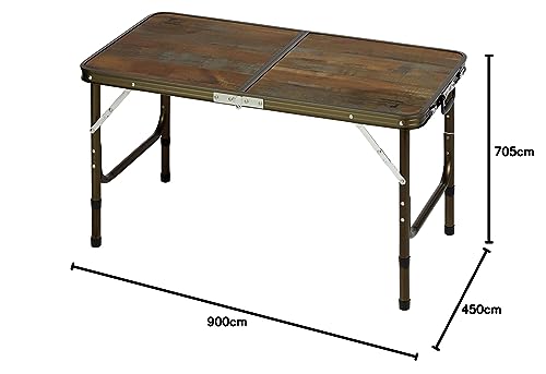 Captain Stag UC-572 Outdoor Folding Table, 90 X 45 Cm, 4 Height Adjustable, Seats 2-4, Aluminum, Bistro Style