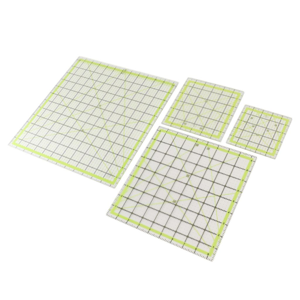 4pcs Acrylic Quilting Ruler Quadrate Grid Lines Double Color Clear Ironing Ruler for Cutting Fabric