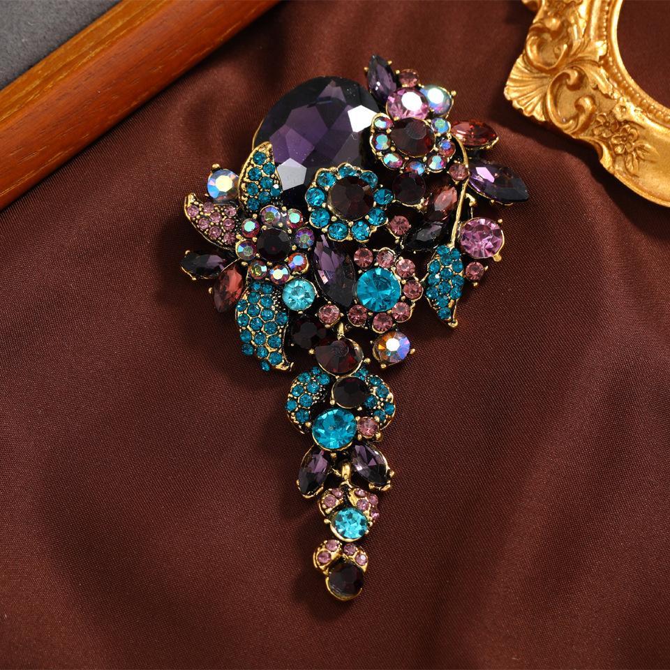 

Классические ретро броши в стиле барокко с крупными стразами для женщин, роскошные винтажные хрустальные подвески-булавки, женские пряжки для вечеринок и банкетов