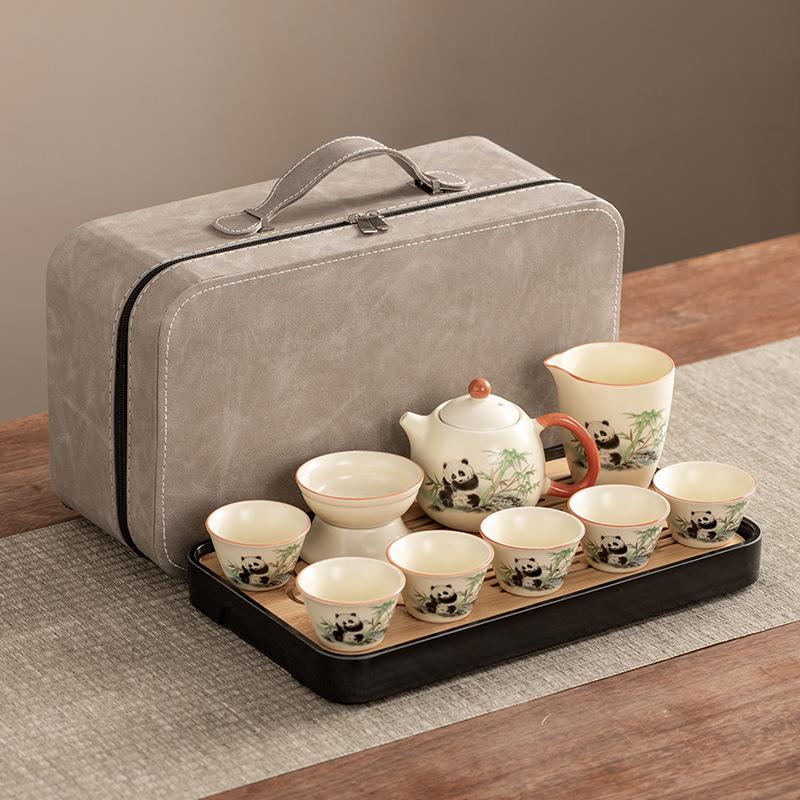 Dragon Egg Teapot Huang Ru Kiln Travel Kung Fu Tea Set Household Portable Teacup Teapot Light Luxury Business Gifts