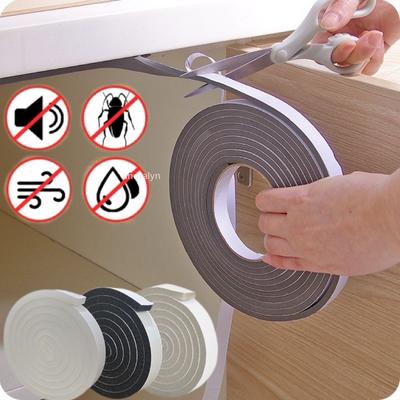 2m PU Sponge Foam Seal Strip Tapes Adhesive Anti Collision Soundproof Weather Stripping for Doors Windows Furniture Protection