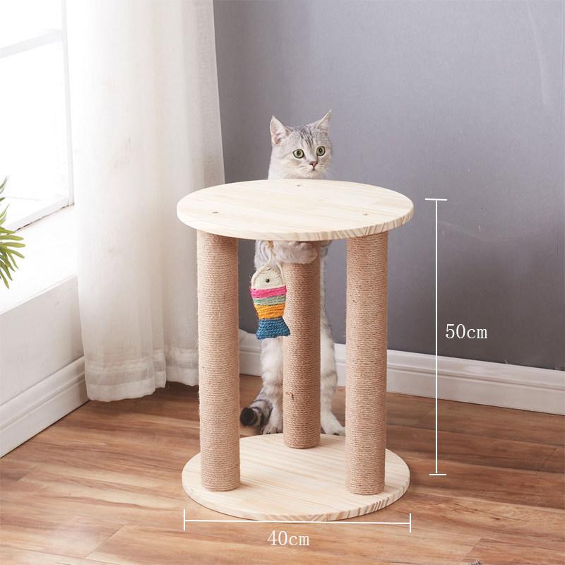 Solid Wood Sisal Cat Tree with Space Capsule and Scratch Board