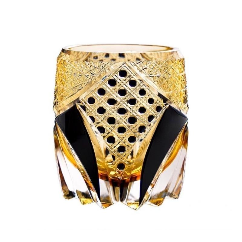 Japansk Svart Kriger Rustning Edo Kiriko Whisky Tumbler Ravkrystaller Whiskykopp High-end Vinglass Håndskåret Cognacglass