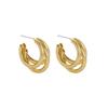 Korean Gold Color Hoop Earring for Woman Metal Elegant Vintage Geometric Statement Luxury Earrings Party 2025 New Jewelry Gift