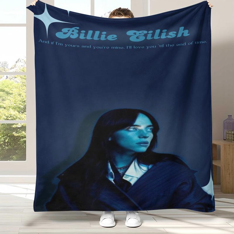Fashion Billie Eilish Singer Star Flannel Blanket,Ultra Soft Warm Plush Throw for Home Bedroom Bed Sofa Cover Office Camping