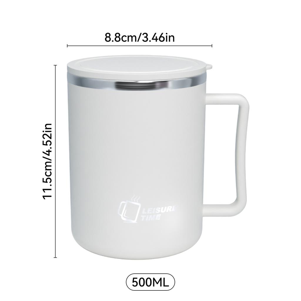 WORTHBUY Double-layer Insulated Coffee Mug With Handle Student Leak-proof 304 Stainless Steel Milk Coffee Water Cup Drinkware