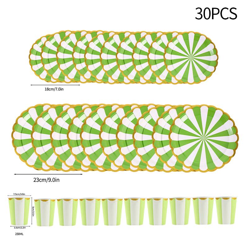 30pcs Disposable Plates Cups Birthday Decoration Disposable Tableware Disposable Party Dish Baby Shower Camping Disposable Cups