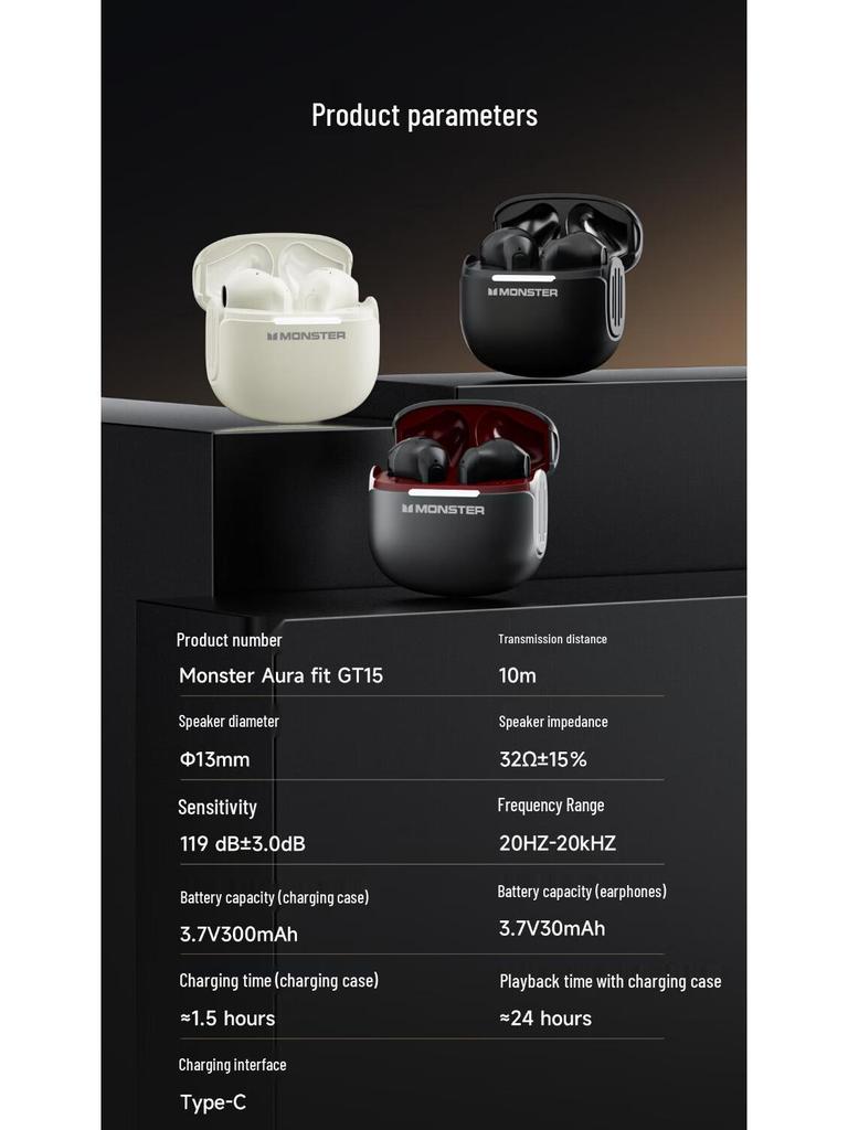 GT15 Wireless Bluetooth In-Ear Headset: Long Battery, Stereo, Noise-Cancelling, Perfect for Gaming