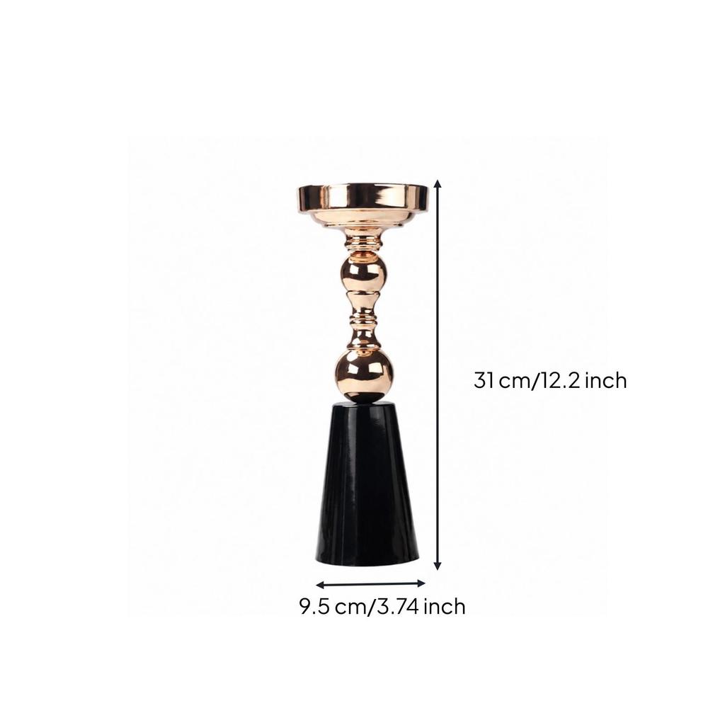 Freestanding Metal Alloy Candle Holder Shiny for Romantic Dinners, Mantel