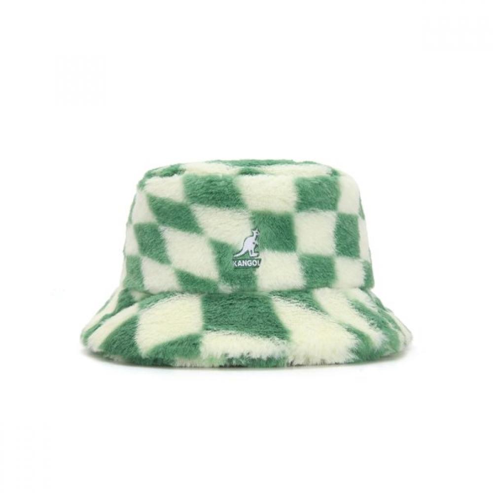 KANGOL Меховое ведро 4370 Зеленая клетка ME