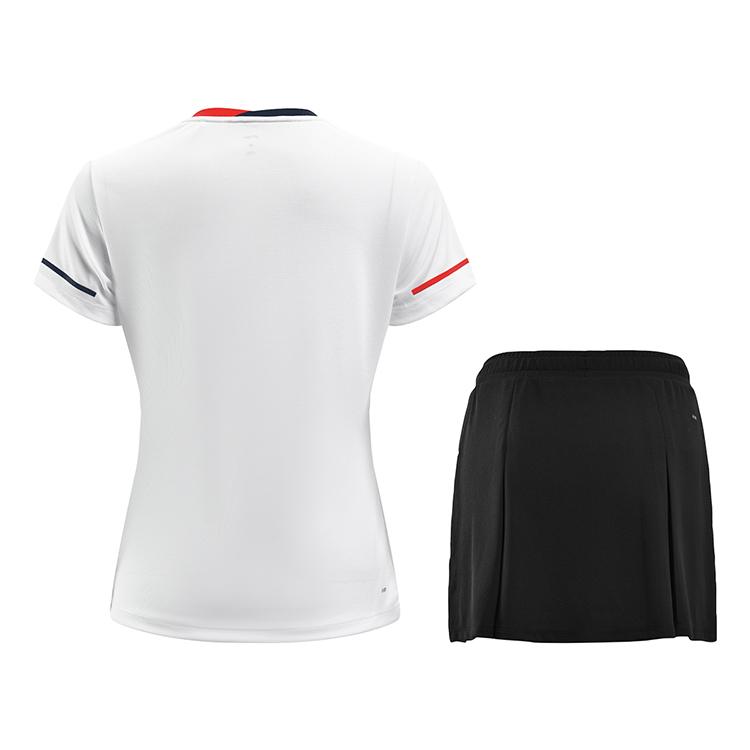 Li Ning Badminton Series Dry Simple Comfortable Geometric Line V-Neck Competition T-Shirt Loose Pants Skirt Casual Set Women Sets AATV068-1