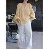 Louvre Summer French Romantic Lantern Sleeve Baby Doll Top for Women