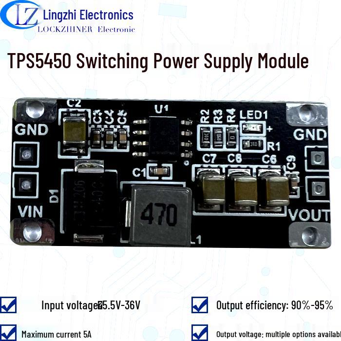 

TPS5450 DC-DC Step-Down Module: Single Power Output to 3.3V/5V/12V/15V, High Current, Low Ripple