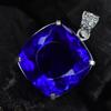 CERTIFIED 88 Ct Square Cushion 925 Sterling Silver Blue Tanzanite Stone Pendant MY-PD-144-NS