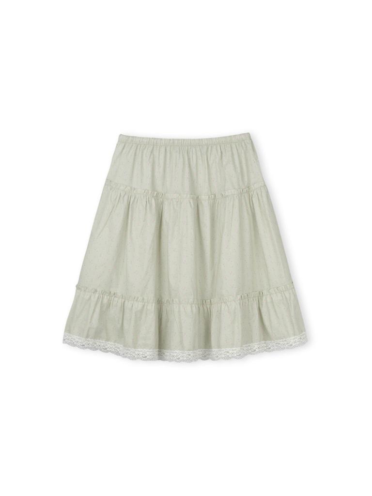 Naseohabi Meadow Lace Tiered Skirt_Soft Green