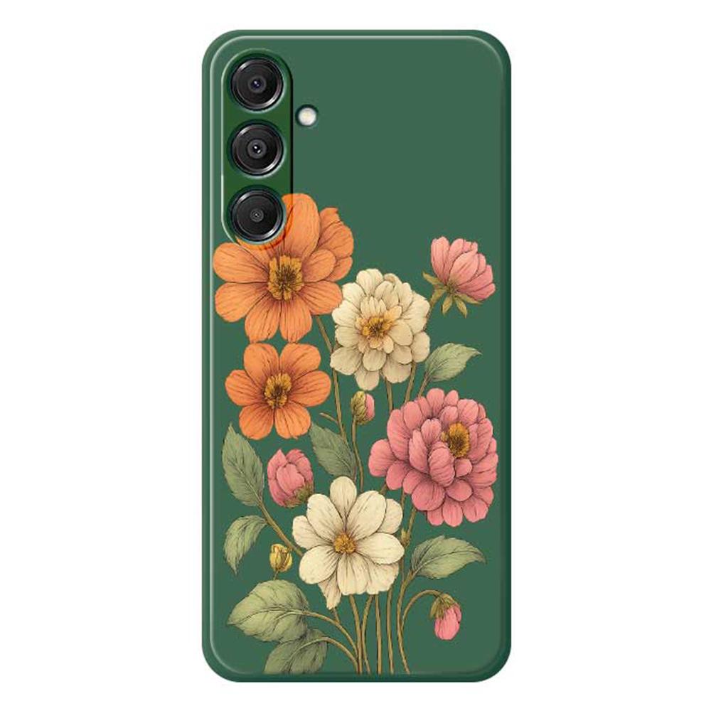 For Samsung Galaxy A16 5G/4G Case Beautiful Flowers Pattern Printing Straight Edge TPU Phone Back Cover