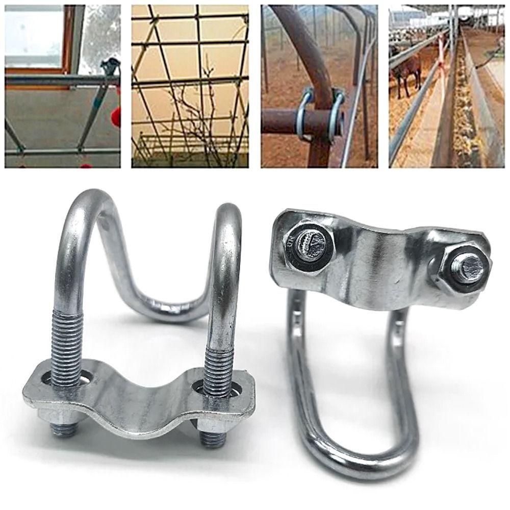 U Bolt 20 25 32 40 50 M8 Galvanized Double U-Cross Hose Clamp Tube Pipe Clip Scaffolding Fixing Steel Connector Hardware M8x20x25mm