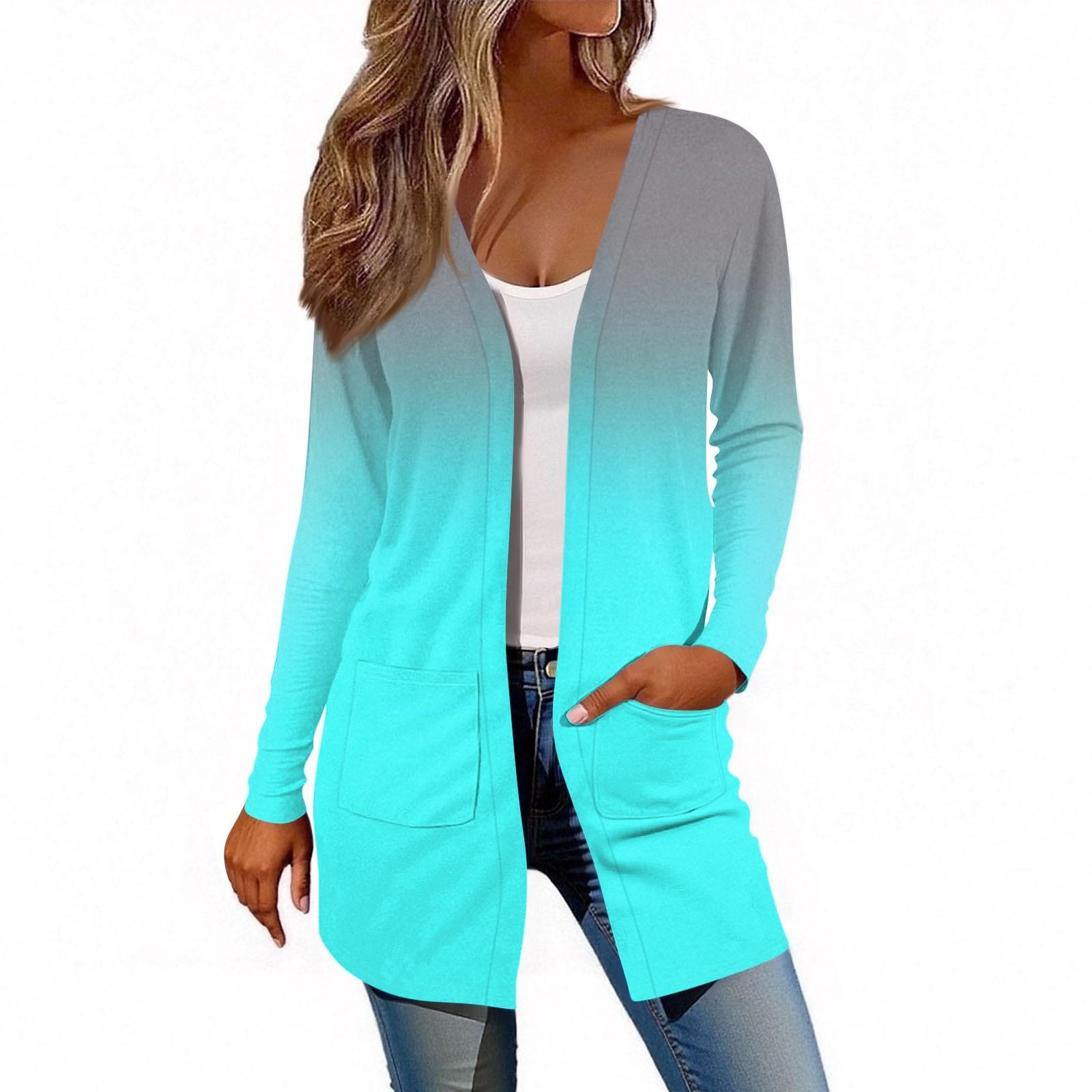 

Женский кардиган с длинным рукавом, повседневная куртка с карманами, топ M