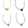 Resin Flower Pendant Necklace Crystal Bead Choker Sweet Dopamine Clavicle Chain Choker Jewelry for Women Girl Teen