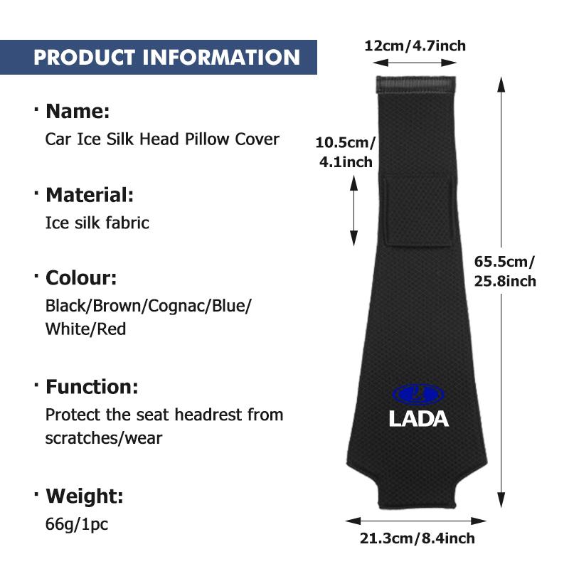 Car Seat Back Headrest Ice Silk Support Pad Head Pillow Covers For Lada Niva Vesta 4X4 Samara Kalina Largus Priora Granta