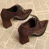 High Heels Shoes for Women Luxury Pointed Toe Dress Chunky Shoes Lace Up Fashion Sexy Pumps 2025 Autumn Elegant Chaussure Femme