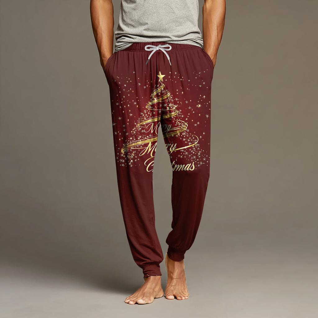 Herre Snøring Lomme Mansjett Fritidsbukser Hjem Sovebukser