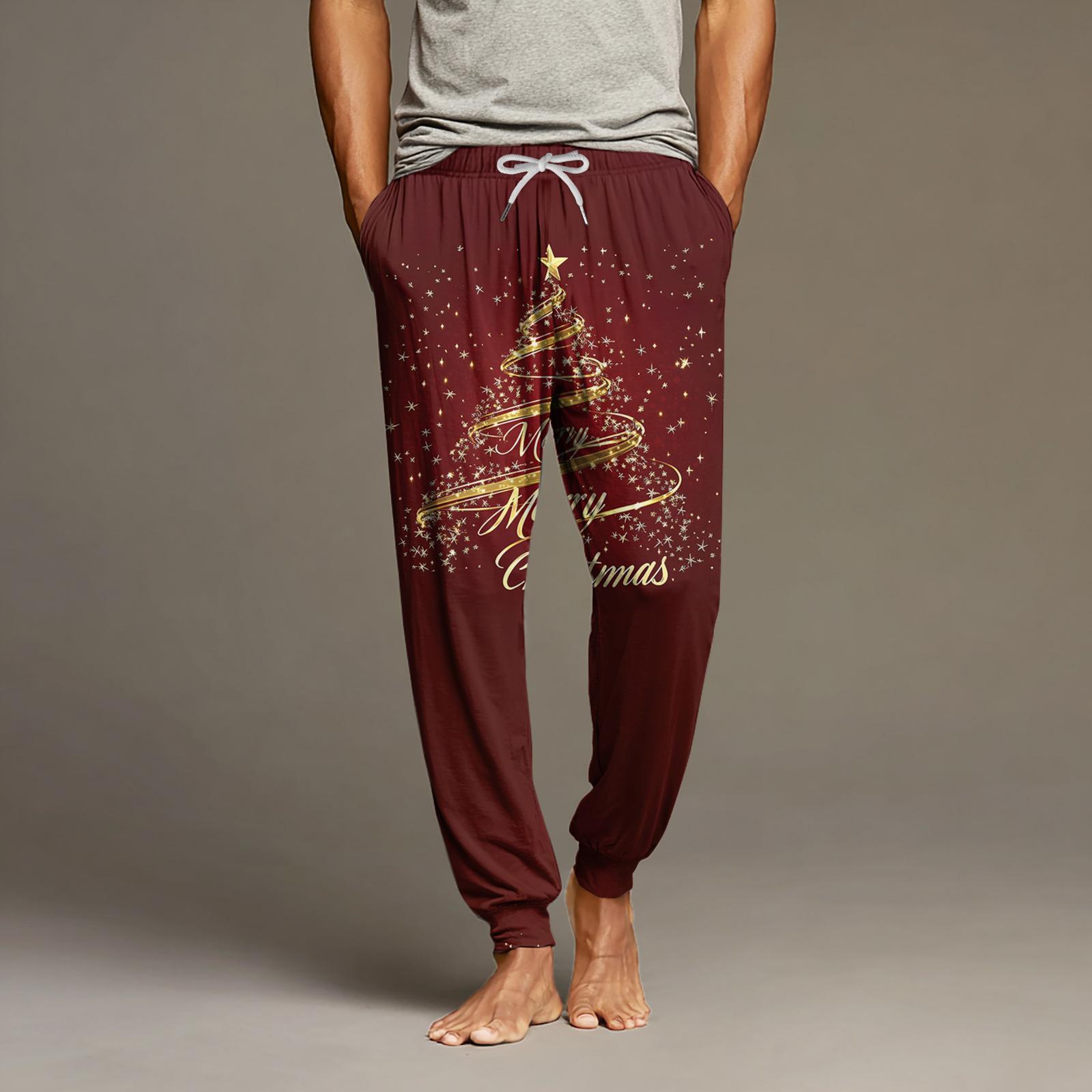 

Мужские повседневные брюки с карманами на кулиске и манжетами, домашние брюки для сна M