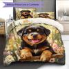 Rottweiler and Garden Pattern Bedding Home Decoration Birthday Gift (1 * Duvet Cover + 2 * Pillowcase, Without Core)