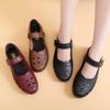 New Elderly Sandals Women's Shoes Hollow and Breathable Comfortable Flat-soled Leather Shoes Soft-soled Bag Head Hole Middle-aged and Elderly Shoes