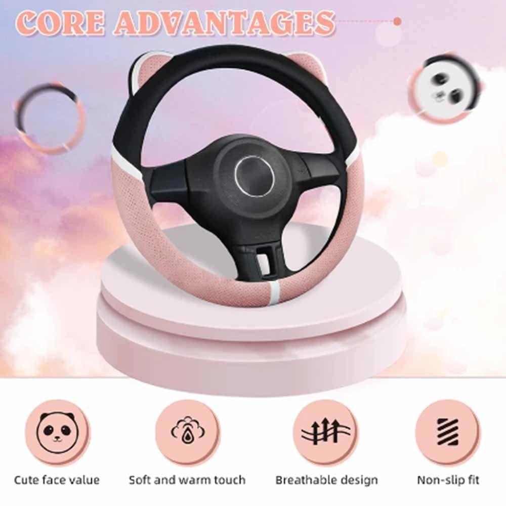 Breathable Car  Steering Cover Anti Slip Steering Wheel Sleeve Cute Handle Cover  Women Use