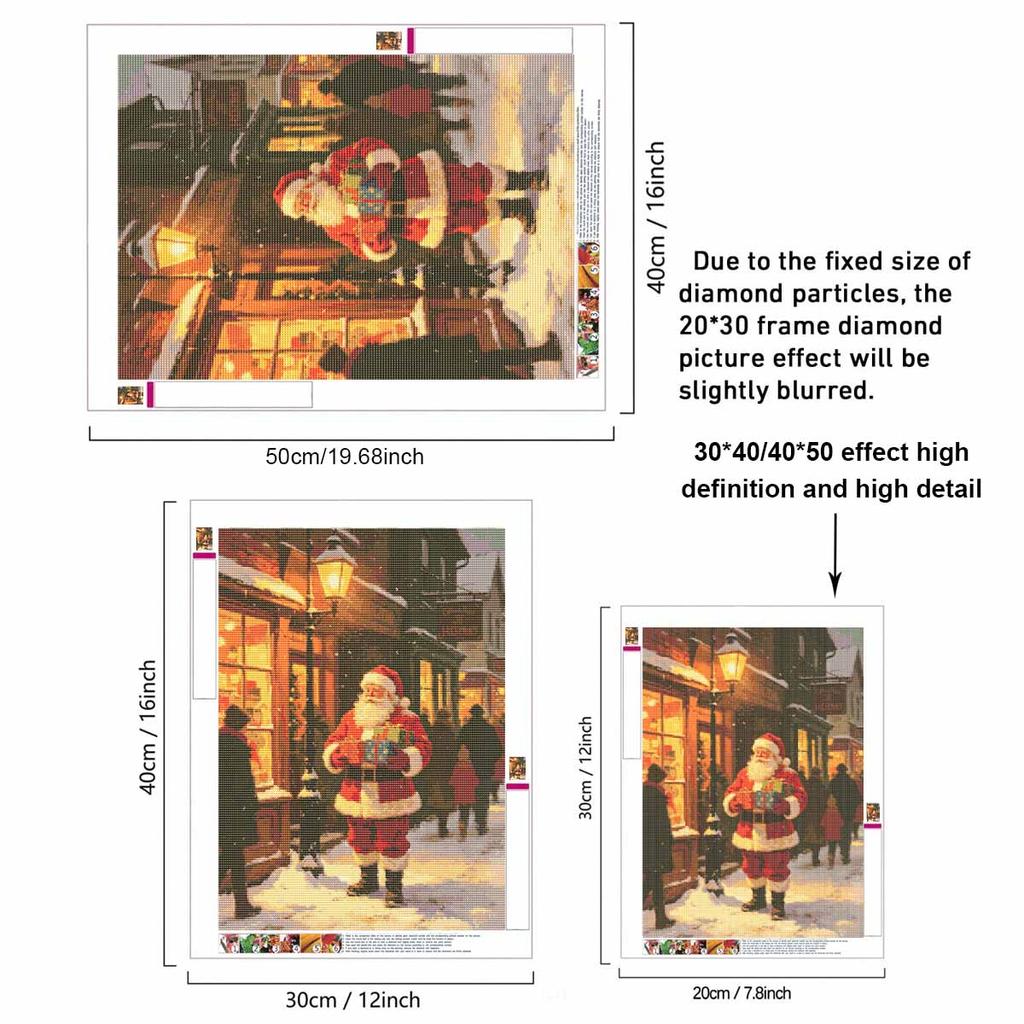DIY 5D Diamond Painting Canvas Christmas Santa Full Drill Art Kit Easy Creative Craft for Beginners Home Decor and Gift Present