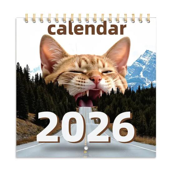2026 Veggkalender 2026 Jan. des. 2026 12-måneders planlegger med morsomme kattebilder Spiralbundet vegghengt kalender for katteelskere