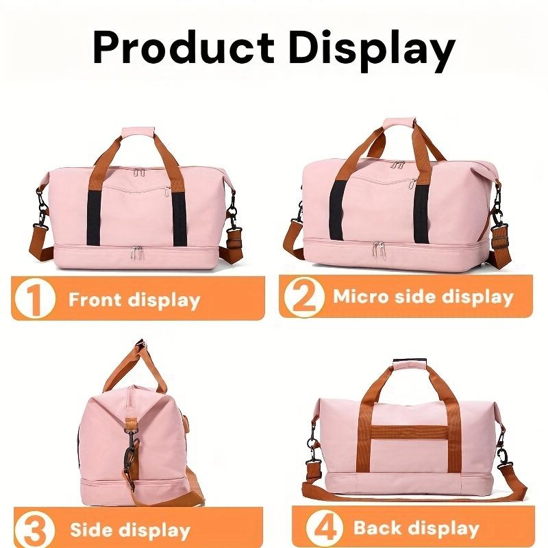 Large Capacity Versatile Travel Bag with Shoe Compartment - Durable Oxford Fabric, Portable Sports Gym Storage Bag, Weekender Overnight Bag