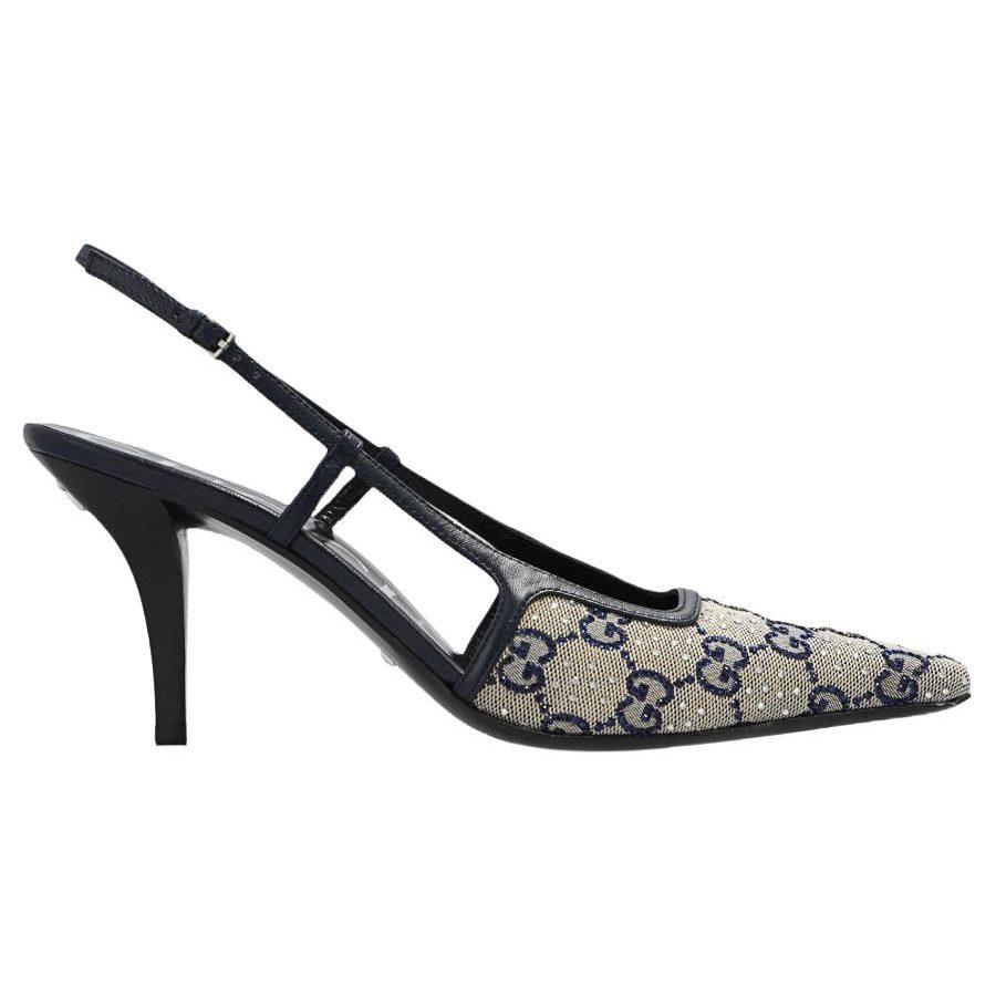 Gucci GG Supreme 75mm Slingback Pumps 694878 9SF10 4061