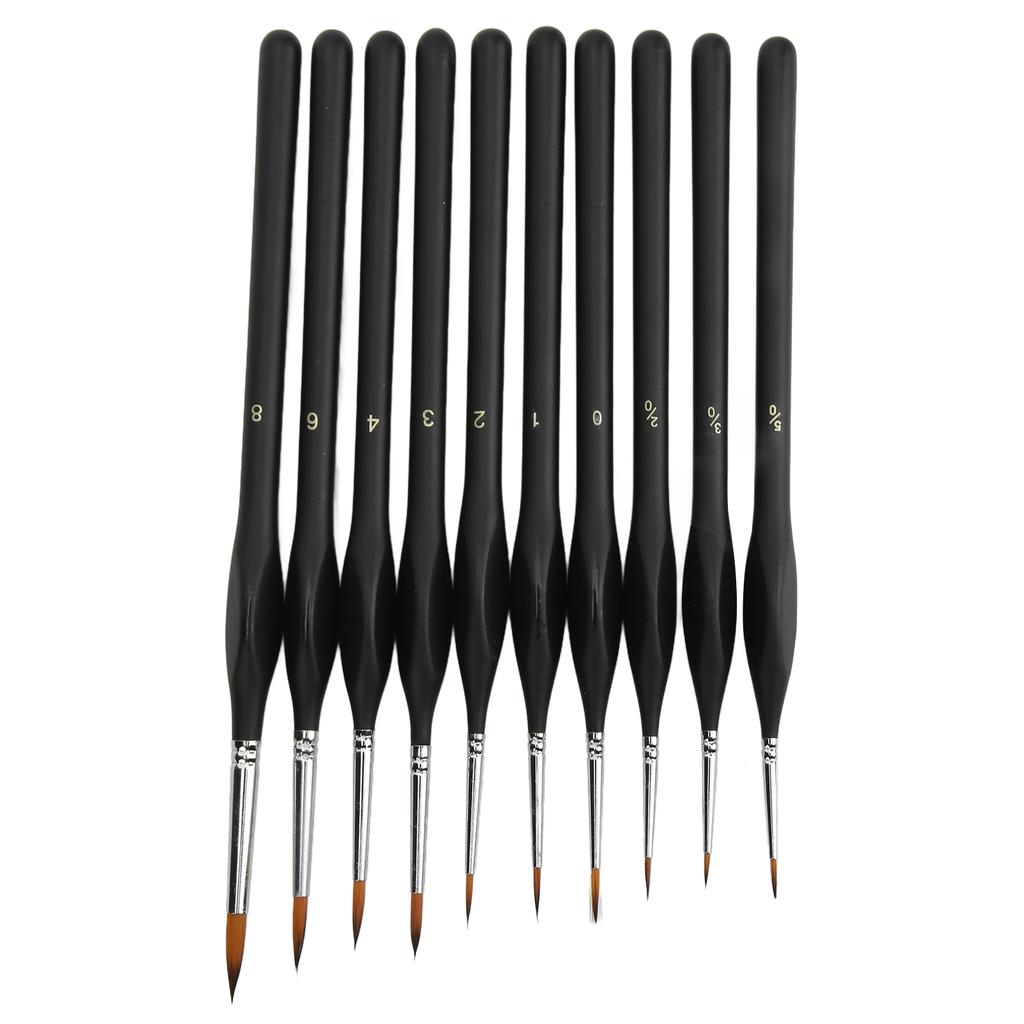 10Pcs Detail Paint Brushes Set Ergonomic Handle Soft Nylon Good Adsorbability Wide Application
