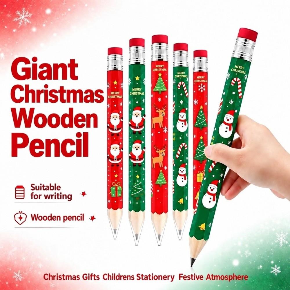 Christmas Pattern Giant Pencil 33cm Large Size Christmas Giant Pencil Novelty Decor
