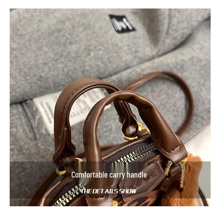 Children's Korean Color Block Mini Crossbody Bag with Earphone and Coin Pouch 2025 Winter Collection