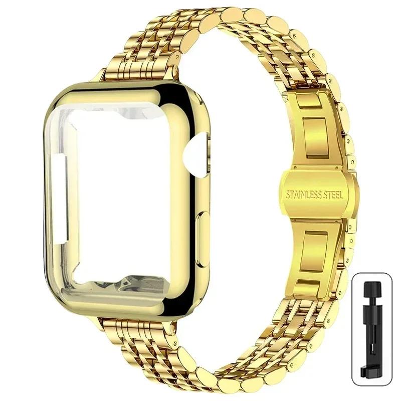 Metal Band+Case for Apple Watch Ultra2 Strap 49mm 42mm 41 45 46 40 44mm Cover Steel Bracelet For Iwatch Series 10 9 8 7 6 SE 5 4