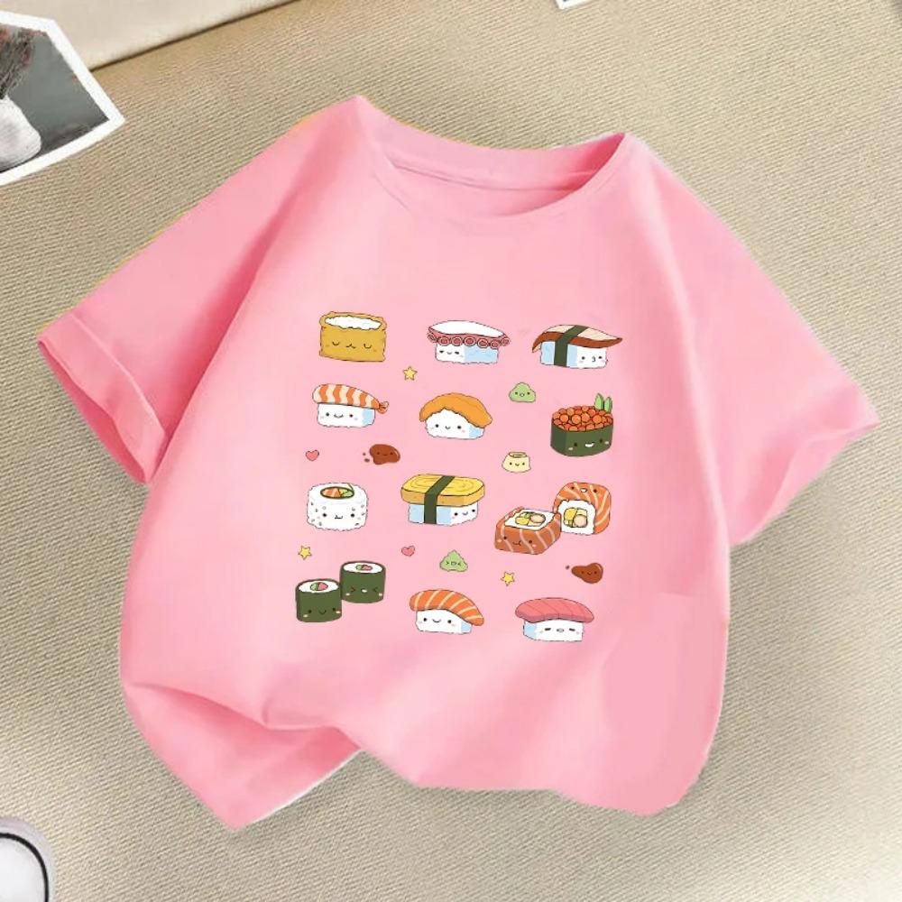 Sushi Print Kids T-shirt Summer Boys Girls Casual Fashion Funny Cute Comfortable Short Sleeve Tops Children Colorful T-shirts