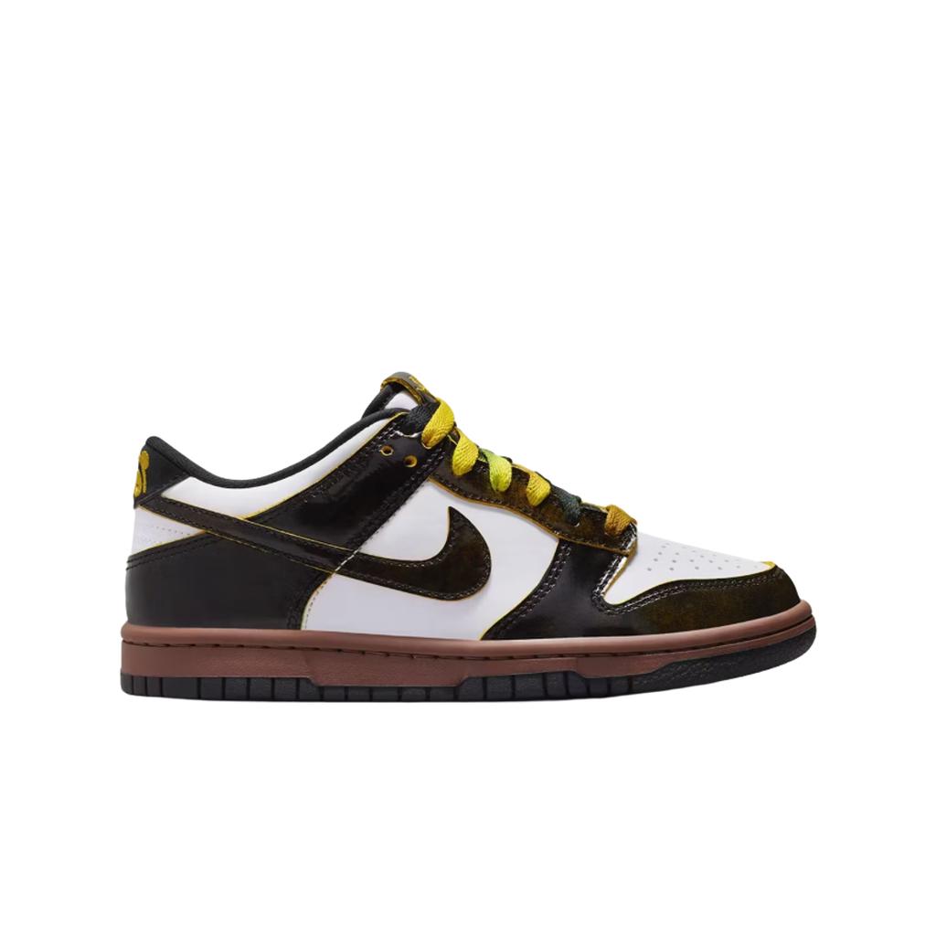 Nike Dunk Low SE GS Pacchetto Panda-Monium - Fauna Brown Sneakers per Bambini Bianco Nero Citron Brillante HQ9294-100