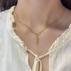 Exquisite European-American Adjustable Metal Rice Grain Necklace: Luxury Collarbone Chain