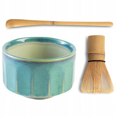 Matcha Tea Set Blue Gree Japanese Bowl Whisk Chasen Teaspoon