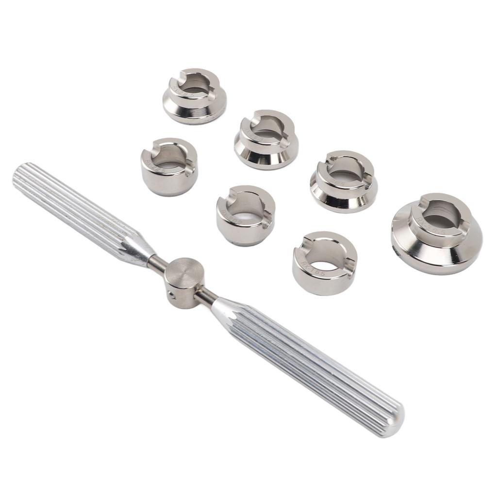5537 Watch Back Case Opener Closer Kit Portable Alloy 1pc Wrench 7pcs Grooved Chucks for Watch