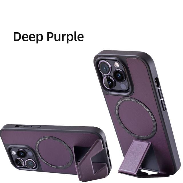 

Роскошный кожаный складной магнитный чехол для телефона с подставкой для Iphone 11 12 13 14 Pro Max Magsafe, силиконовый чехол для мобильного телефона для Iphone фиолетовый
