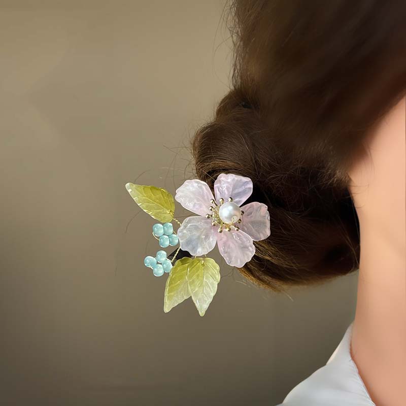 New Chinese Style Flower Wooden Hair Sticks For Women Classic Petal Leaf Chopsticks Buns Hair Pins Hair Ornaments